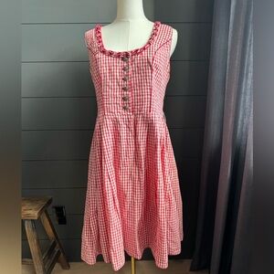 Landhaus Vintage Oktoberfest Red Gingham German Austrian Folk Dress Dirndl